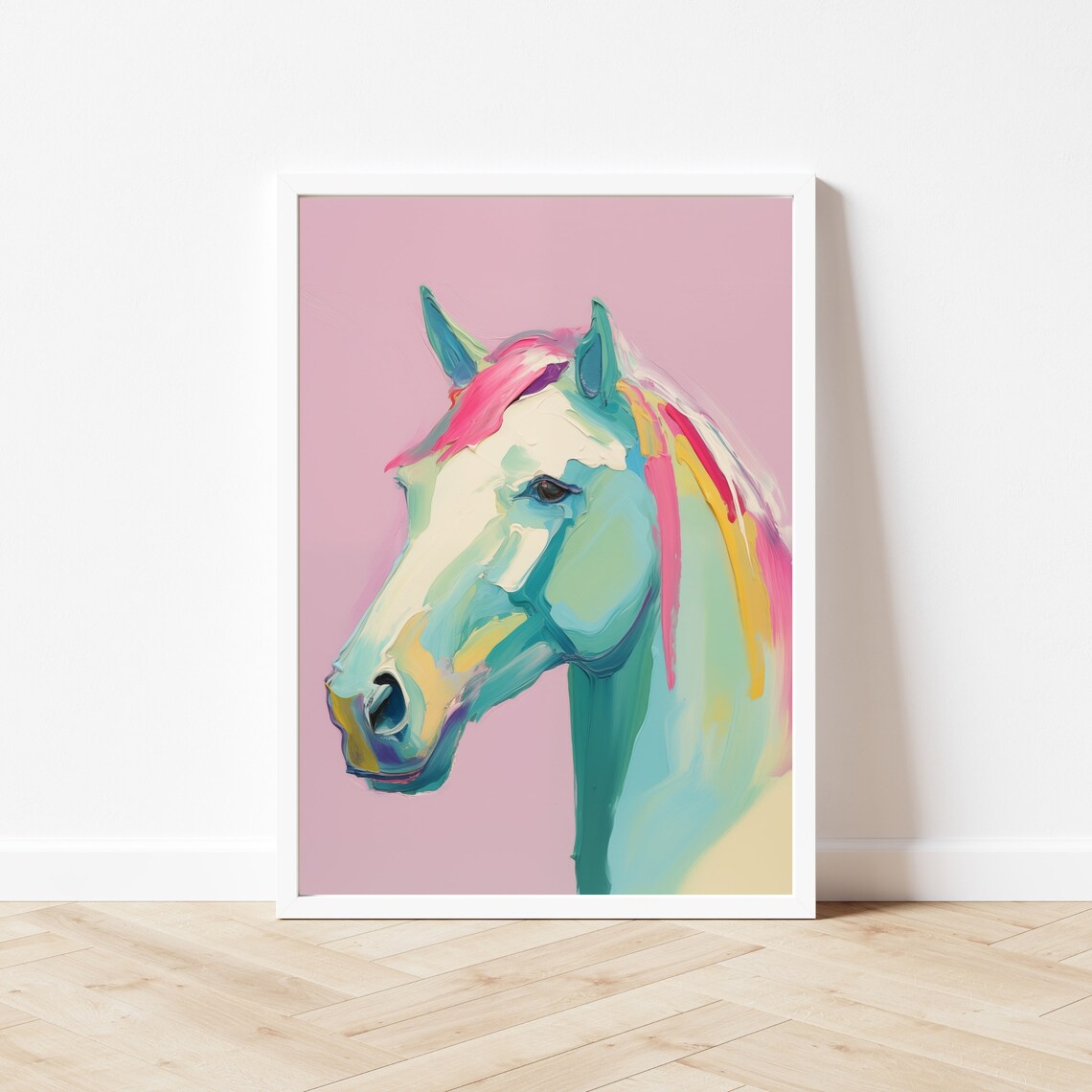 Pink Horse Impressionist Art Print, Vintage Maximalist - Image 3