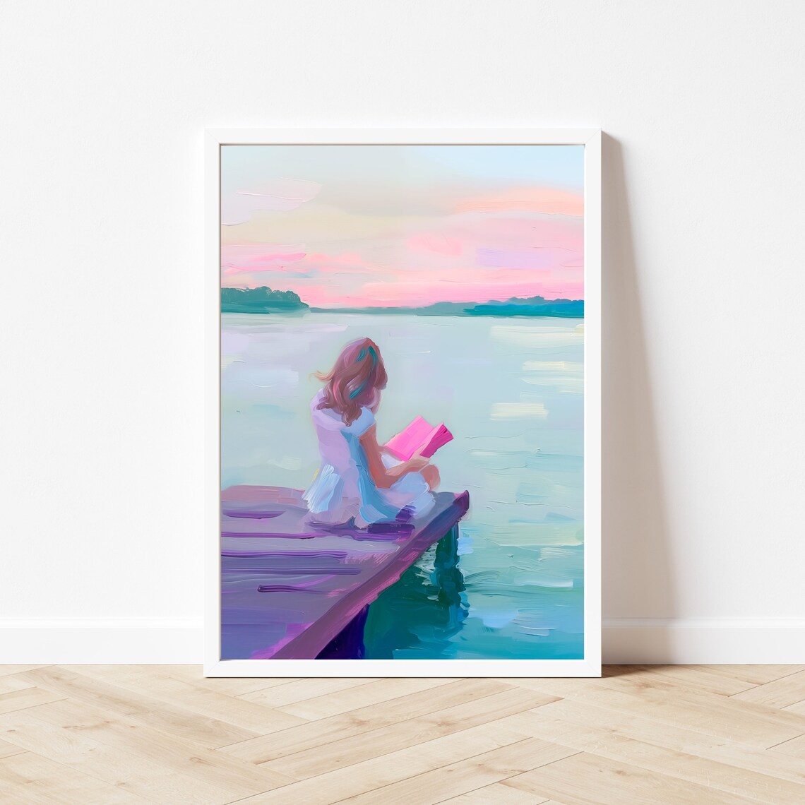 Woman Reading Book, Coastal Sunset Art Print - Image 2