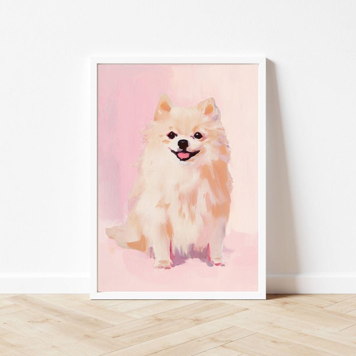 Pink Pomeranian Pastel Puppy Dog Art Print, Girly - Image 3