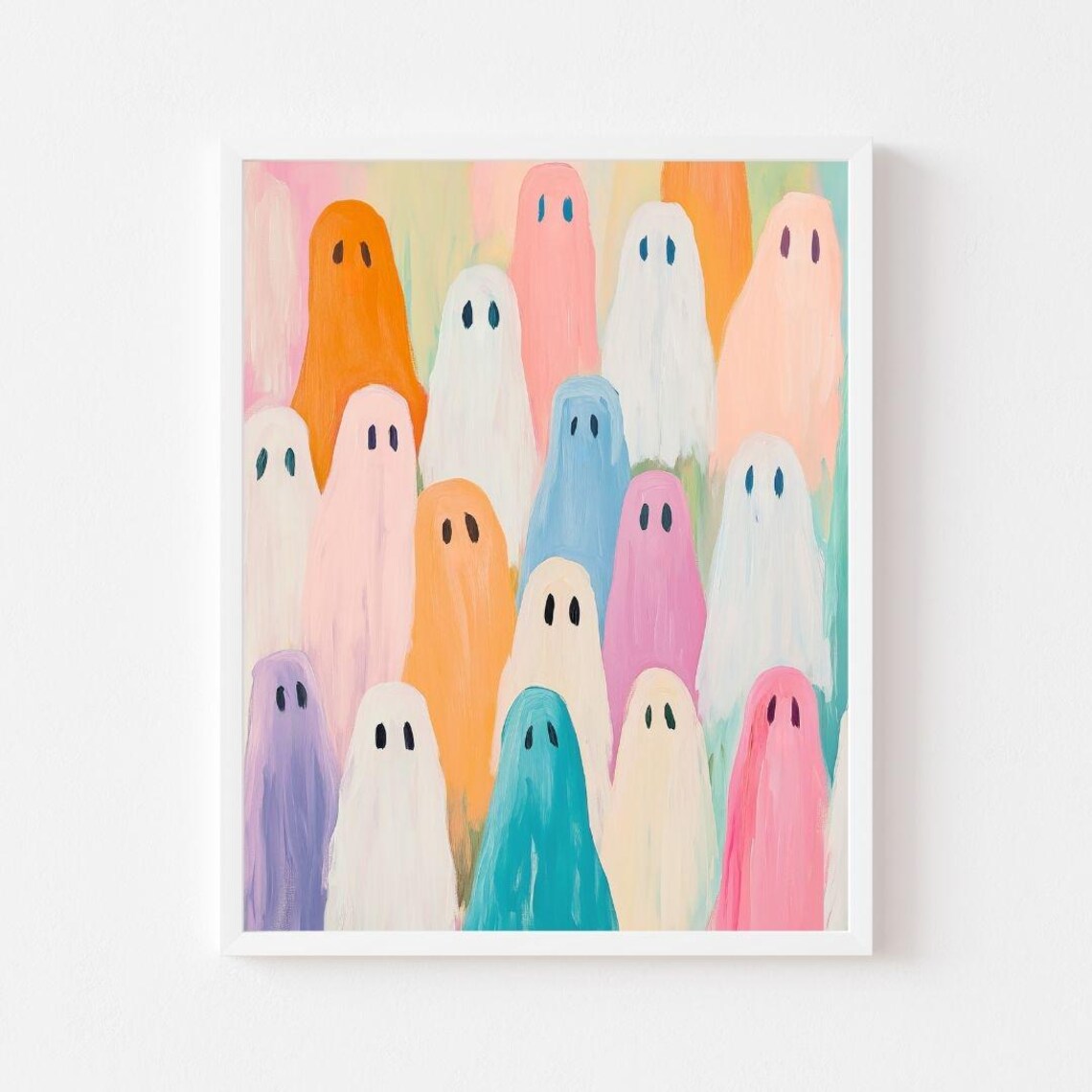 Rainbow Ghost Party Halloween Poster, Pink Pastel