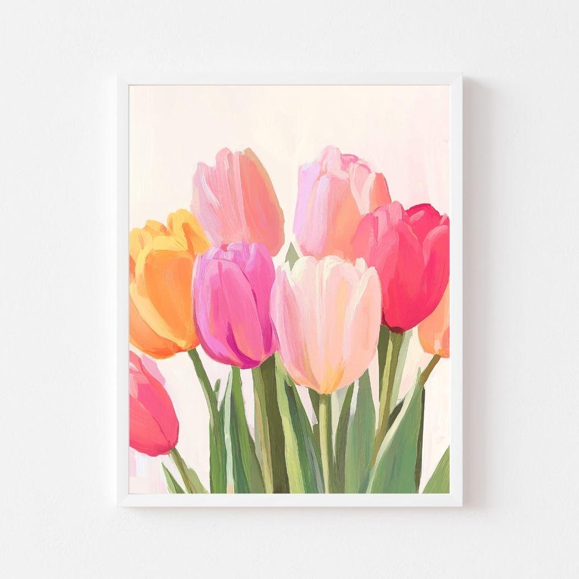 Pastel Tulips Close Up Pink Orange Spring Flower Bouquet Art Poster