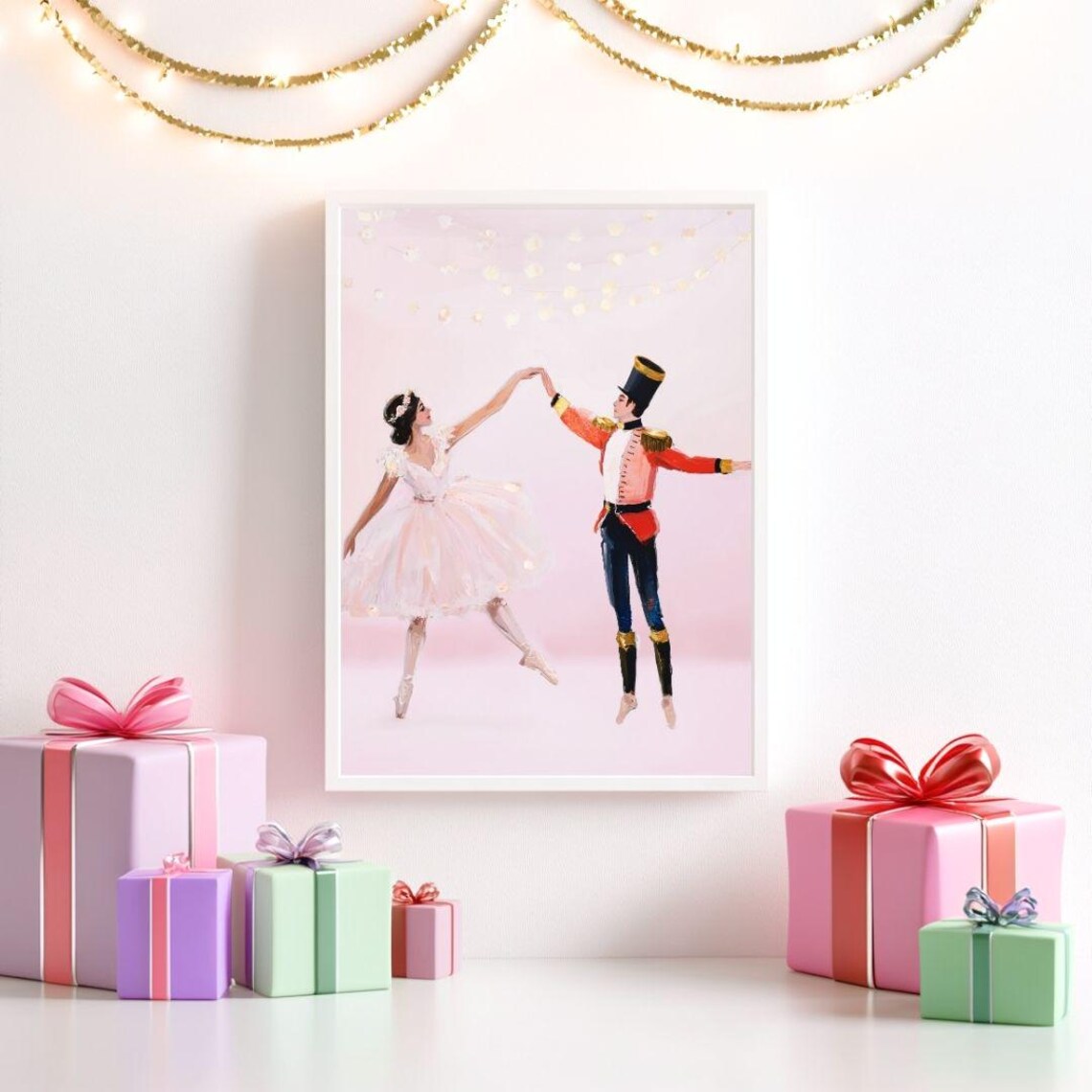Pink Nutcracker Ballet Ballerina Painting Christmas Toy Soldier Poster - Image 2