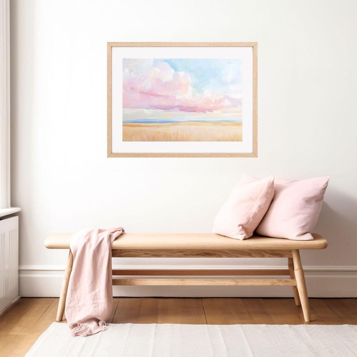 Pastel Prairie Landscape Painting Colorful Field Sunset Wall Art Print Preppy Country Scenery Spring Summer - Image 2