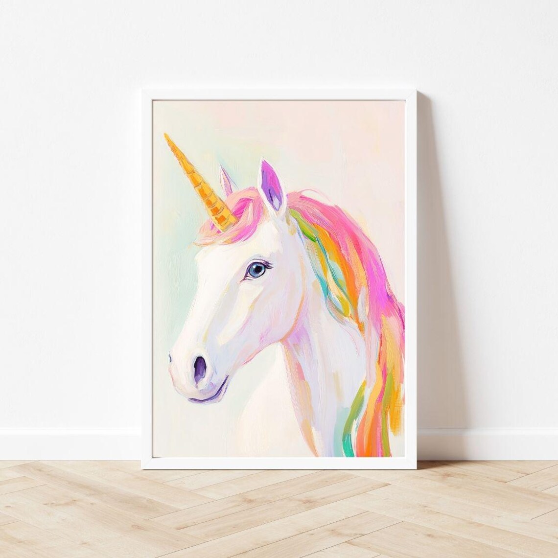 Rainbow Unicorn Whimsical Fantasy Art Print, Girls Room - Image 3