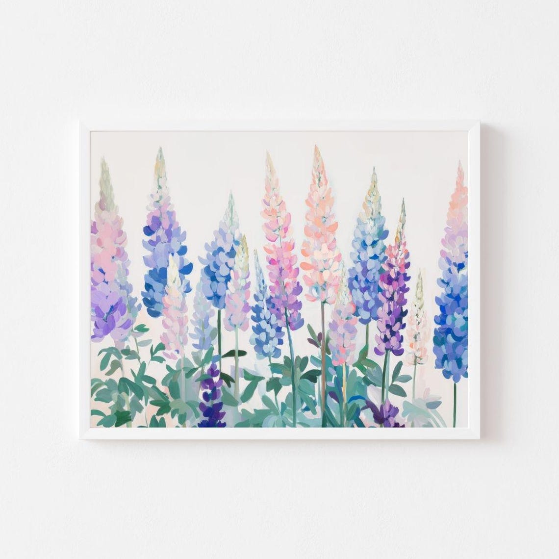 Pastel Lupine Flowers in Blue Pink and Purple Flower Garden Poster