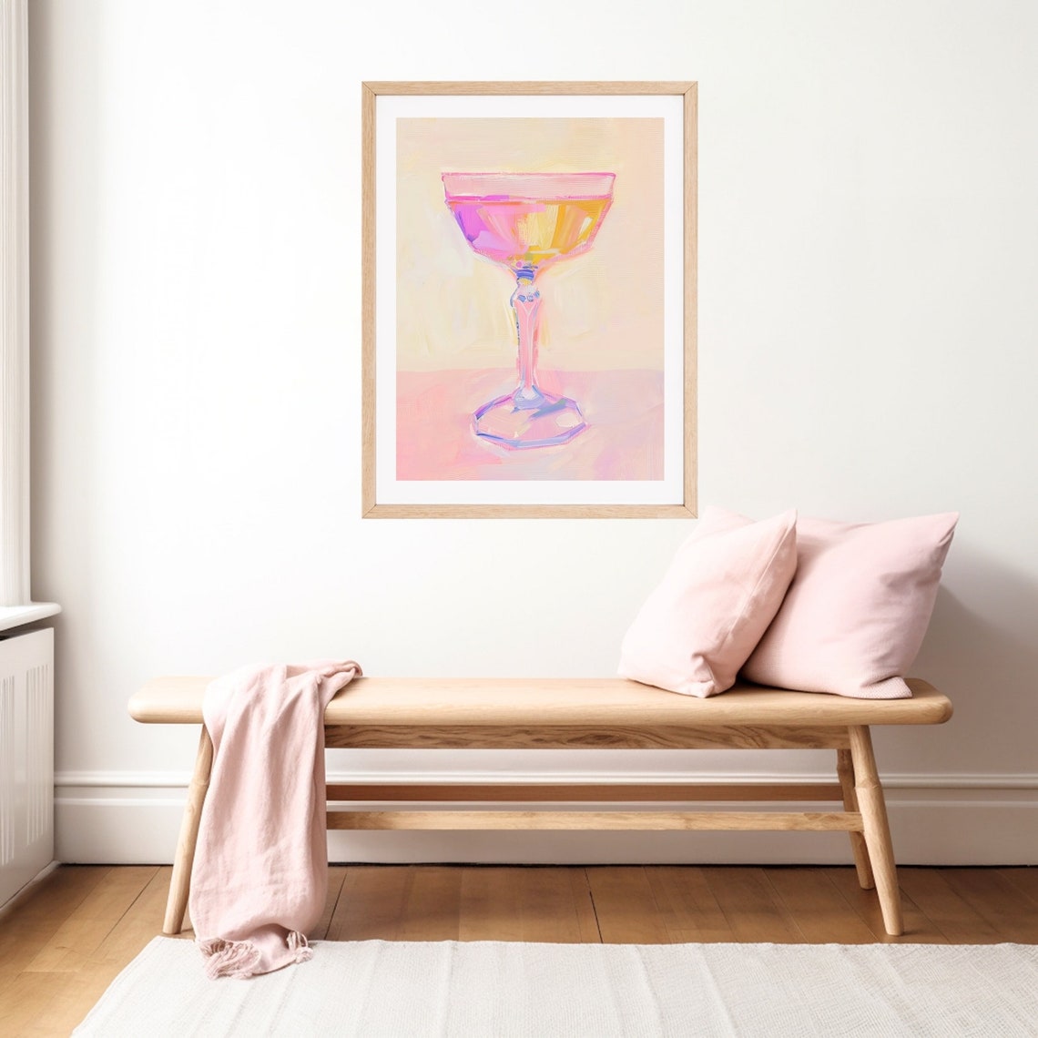 Pink Cocktail Coupe Glass Painting for Bar Wall Decor Poster - Image 2