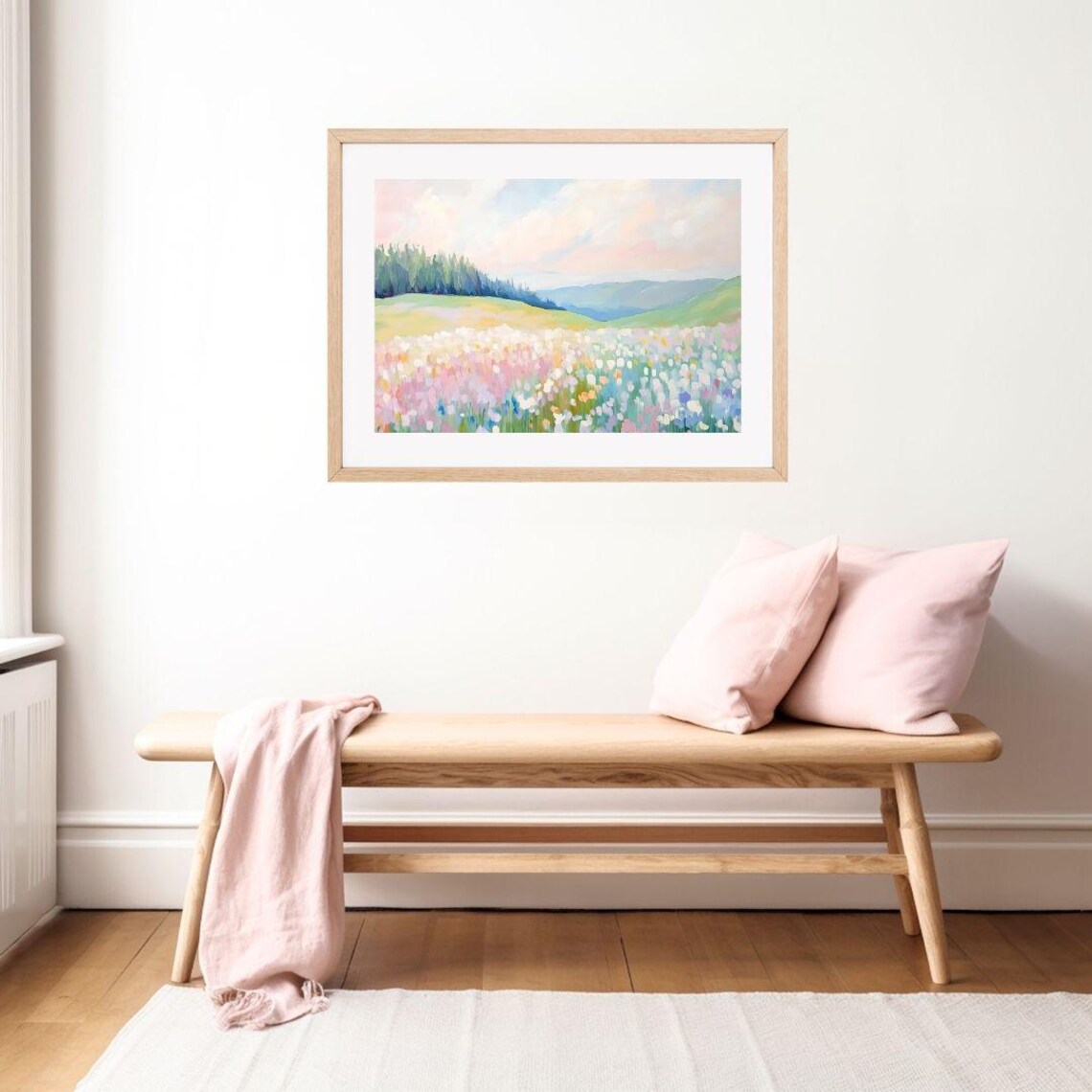 Colorful Wildflower Meadow Landscape Spring Pastel Painting Poster - Image 2