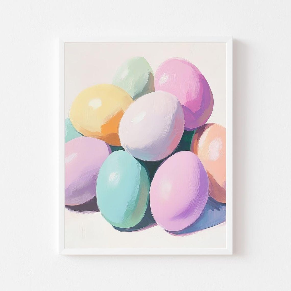 Pastel Easter Eggs Pile Spring Painting For Kitchen Wall Poster