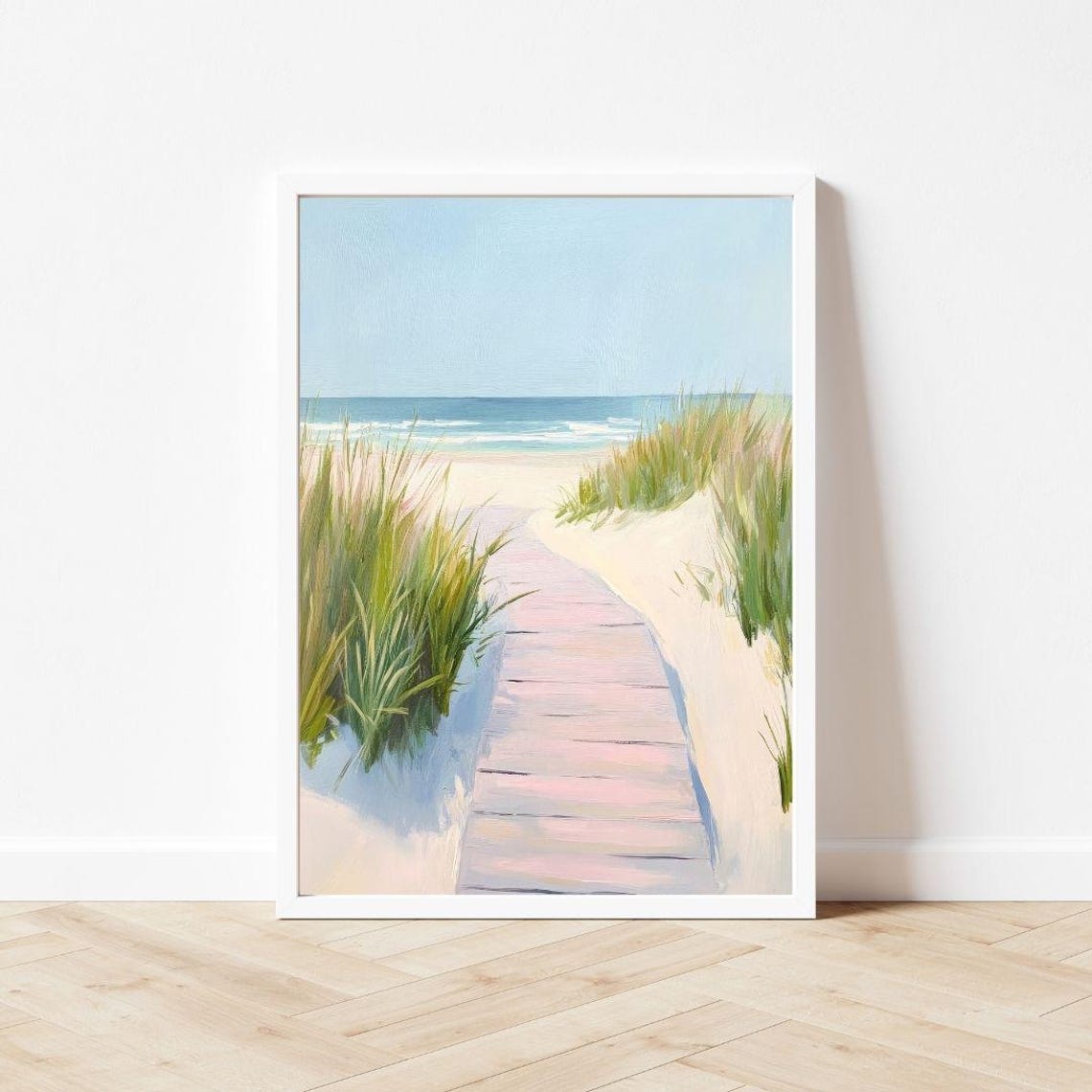 Sandy Boardwalk Through the Dunes to the Ocean Coastal Poster - Image 3