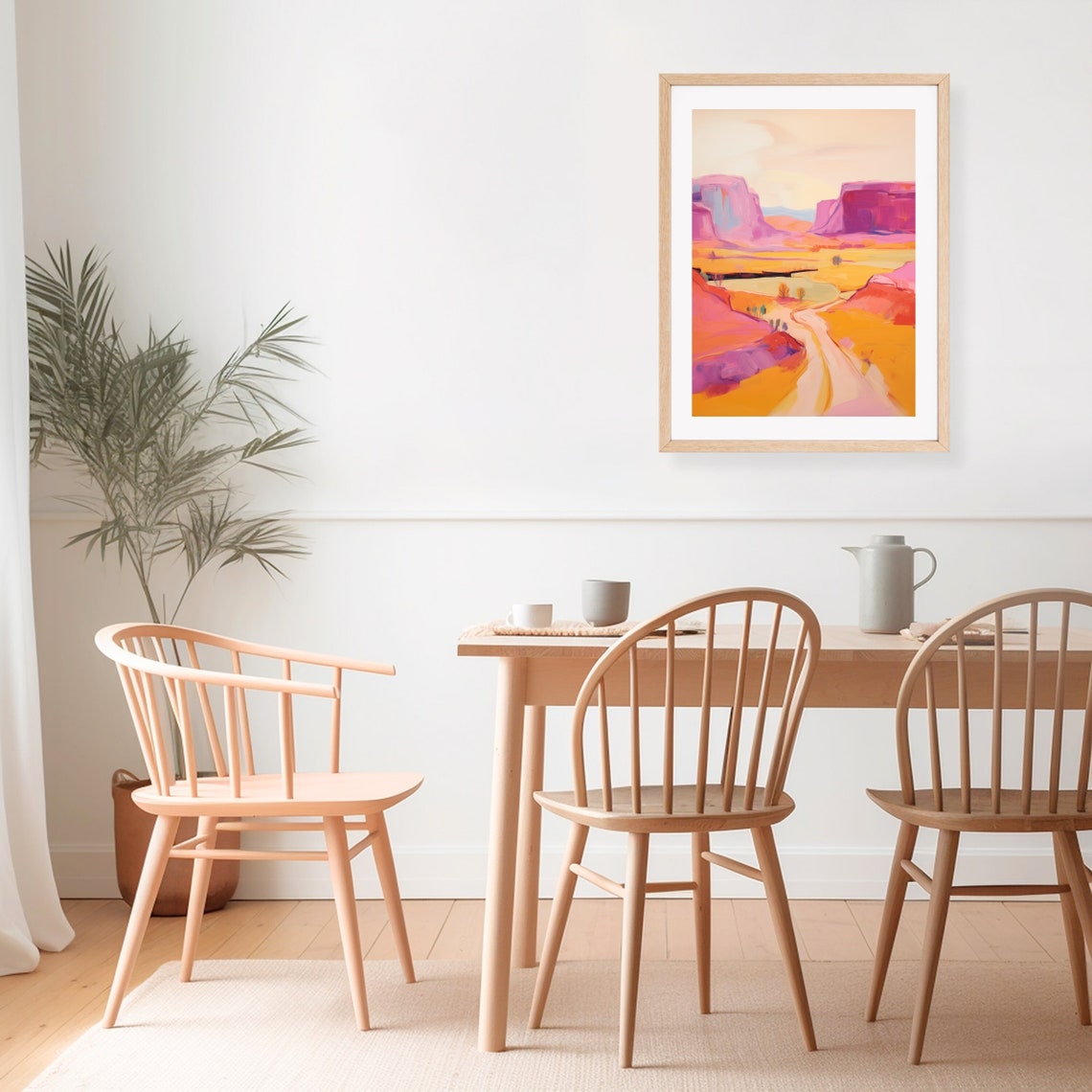 Colorful Abstract Desert Painting Pink Mountain Watercolor Art Warm Landscape Impressionist Vibrant Western - Image 2