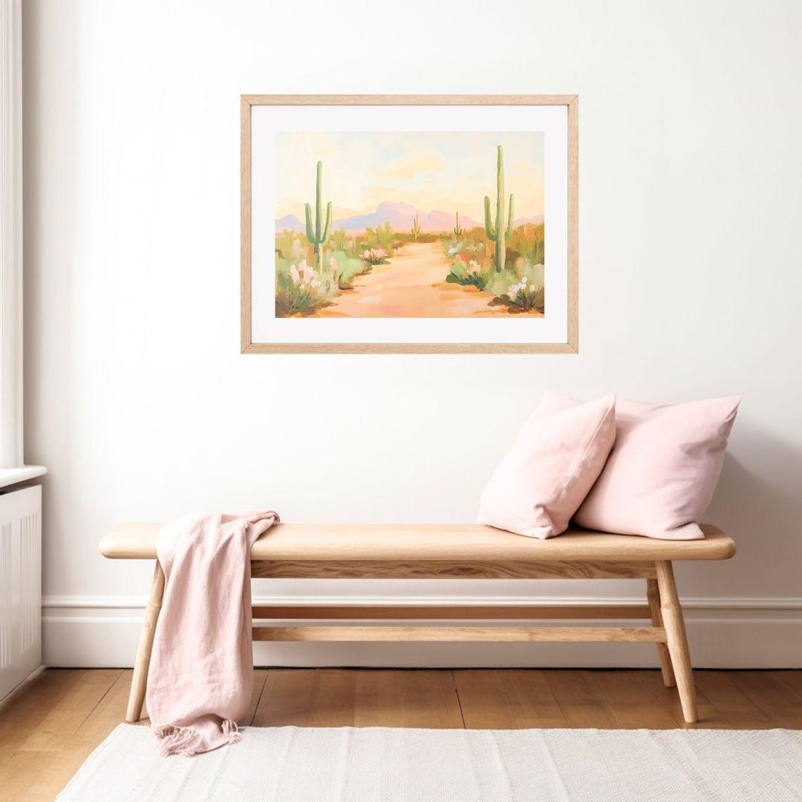 Desert Cactus Landscape With Tall Saguaro At Golden Hour Poster - Image 2