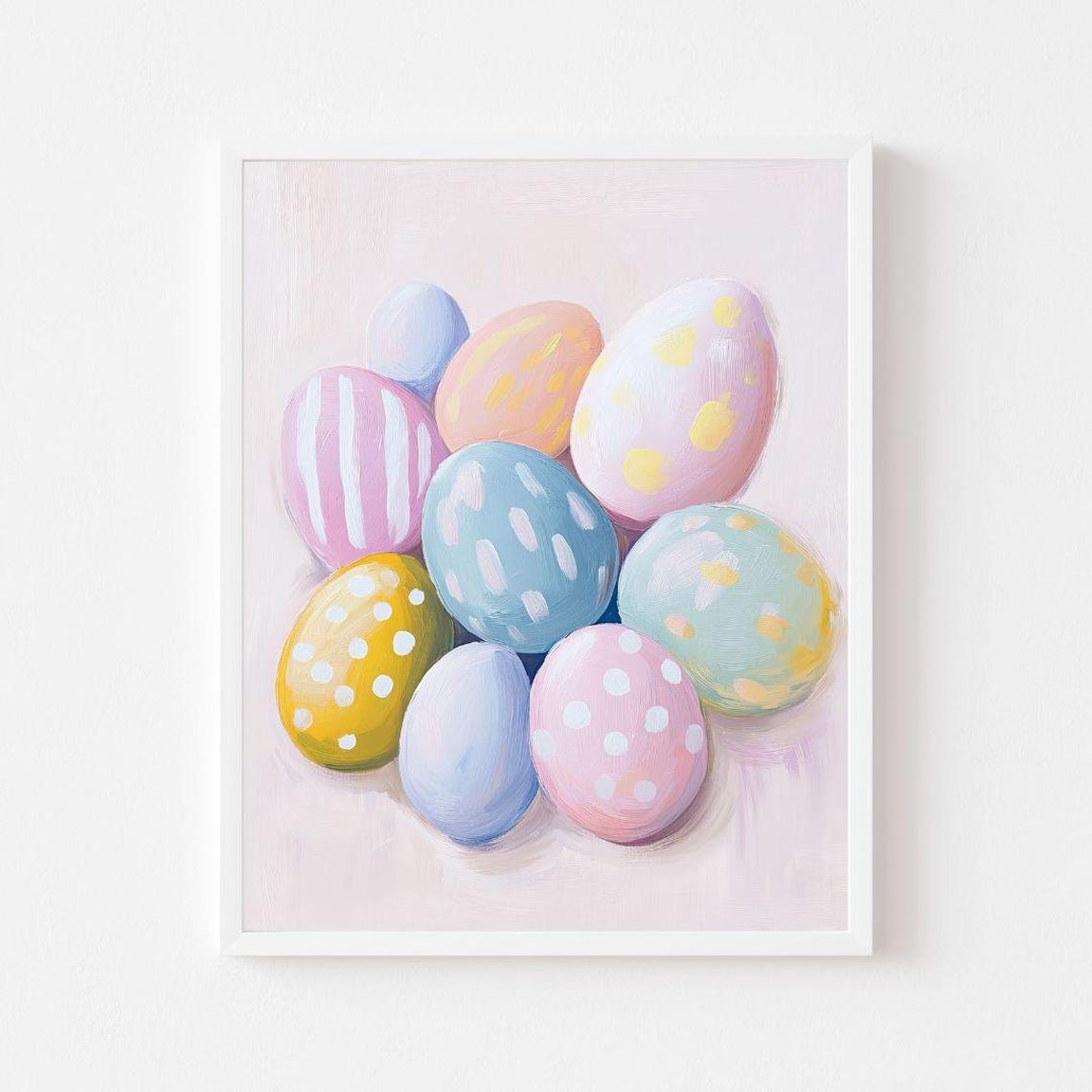 Painted Easter Eggs with Polka Dots Pastel Spring Painting Poster