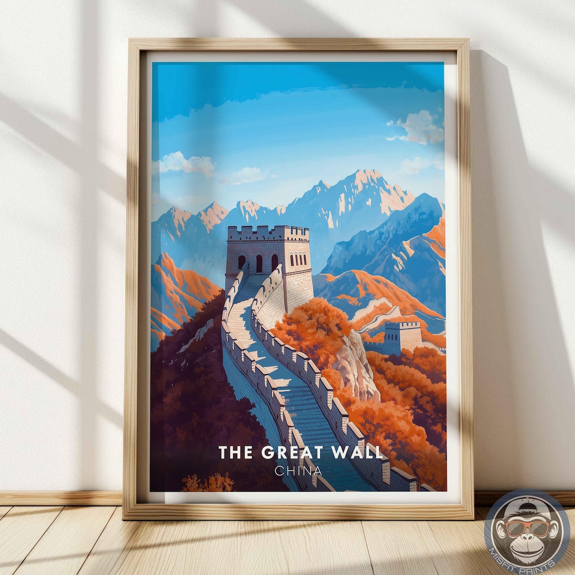 The Great Wall of China Autumn Watchtower Foliage Travel Poster