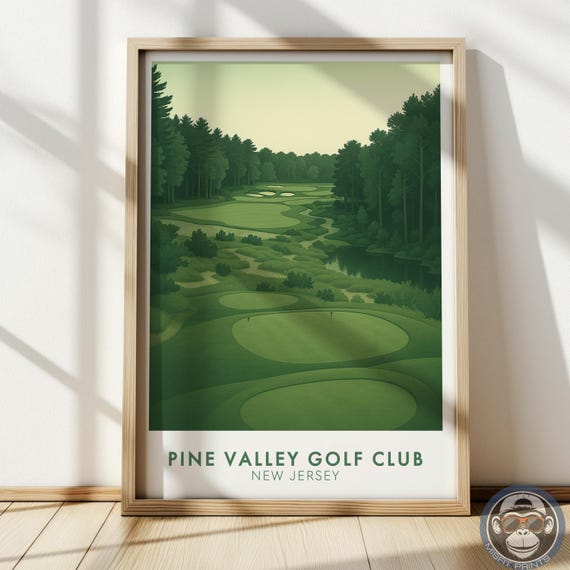 Pine Valley Golf Course Print Vintage Style Sports Wall Art
