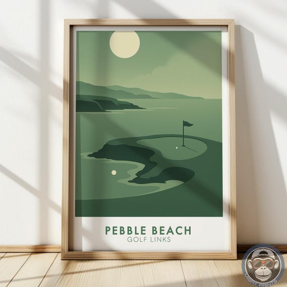 Pebble Beach Golf Links Poster Vintage Style Course Art Print
