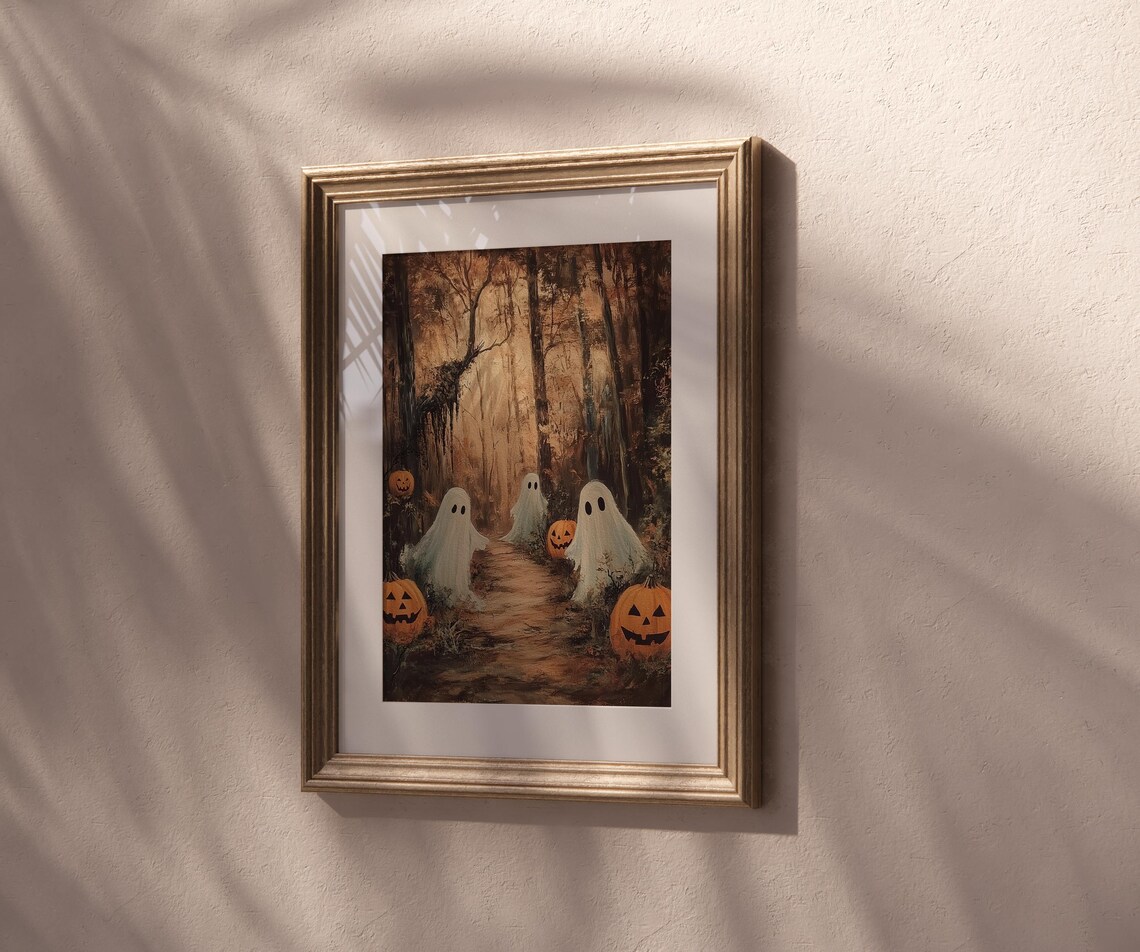 Moody Ghosts in a Forest, Vintage Autumn Print - Image 5
