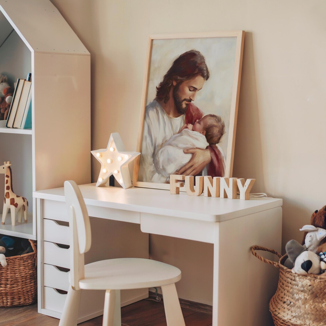 Jesus Holding Baby Art Print, Nursery Wall Decor - Image 2