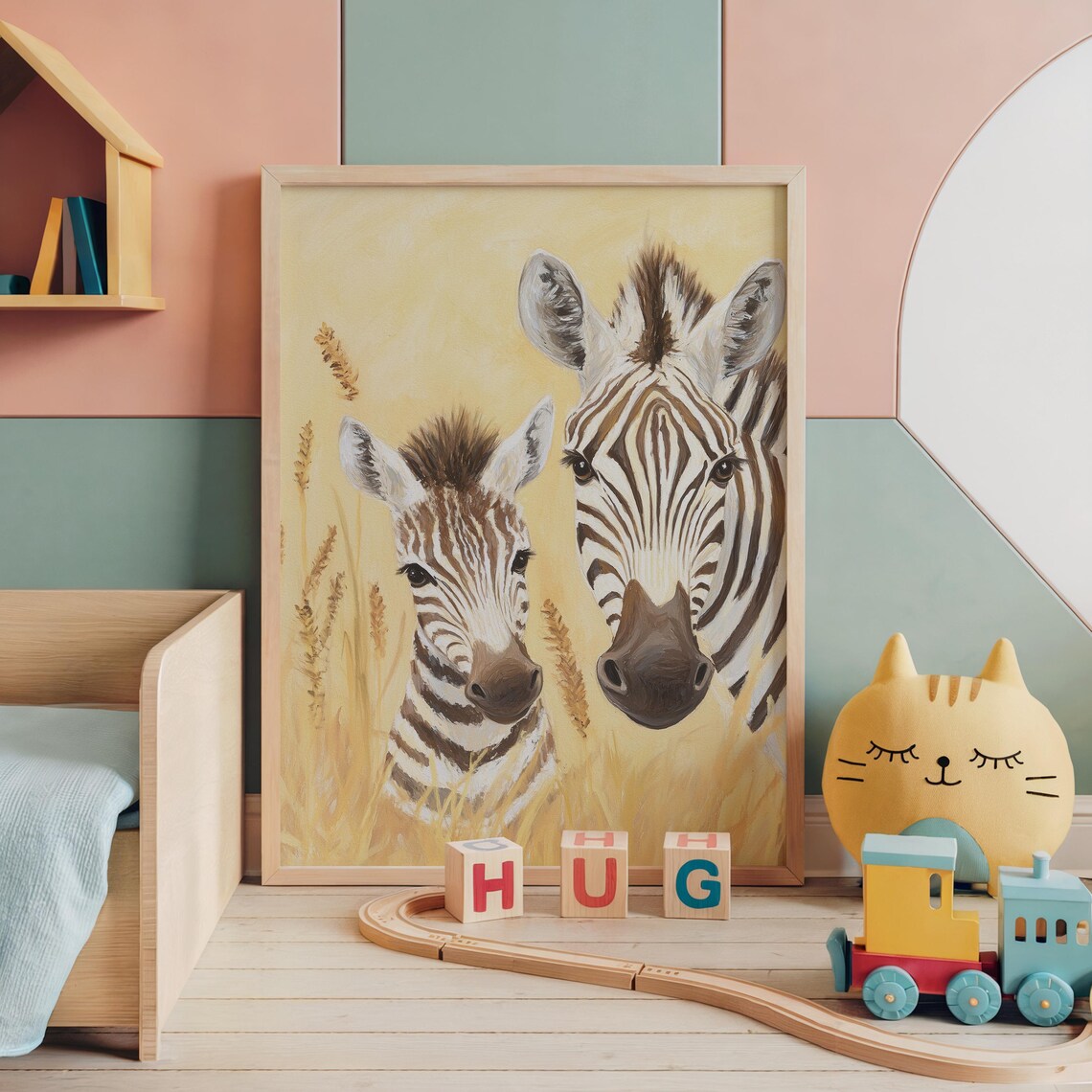 Nursery Mother And Baby Zebra Safari Kids Room Animal Decor Poster - Image 4