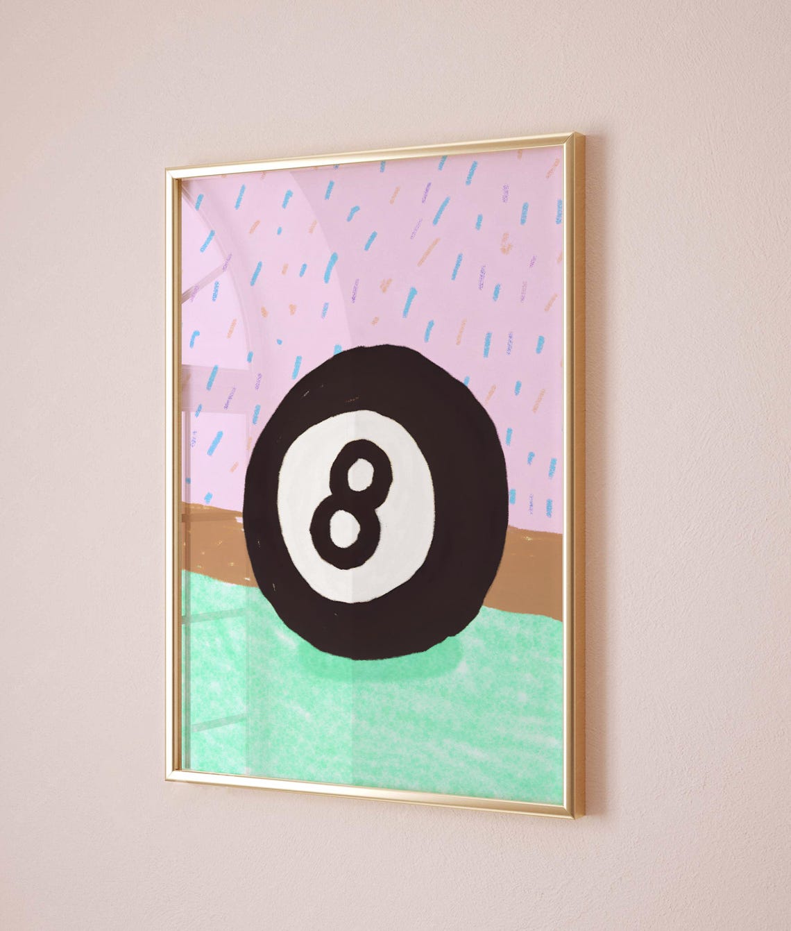 Pastel 8 Ball Pool Print on Pink and Mint Maximalist Eclectic Wall Art - Image 4