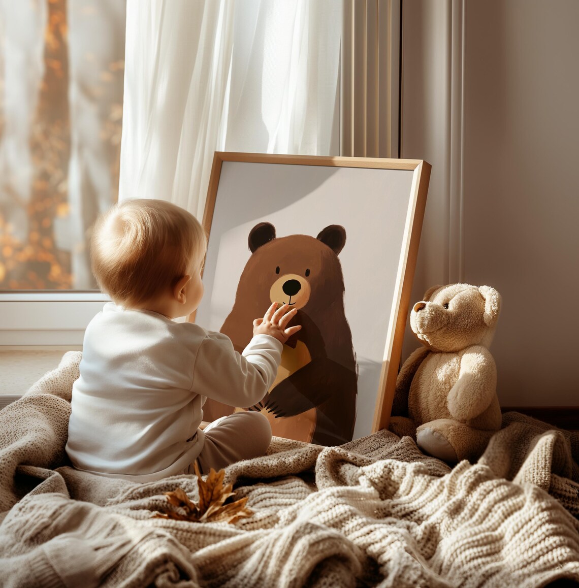 Nursery Bear With Bow, Woodland Animal Art Print - Image 2