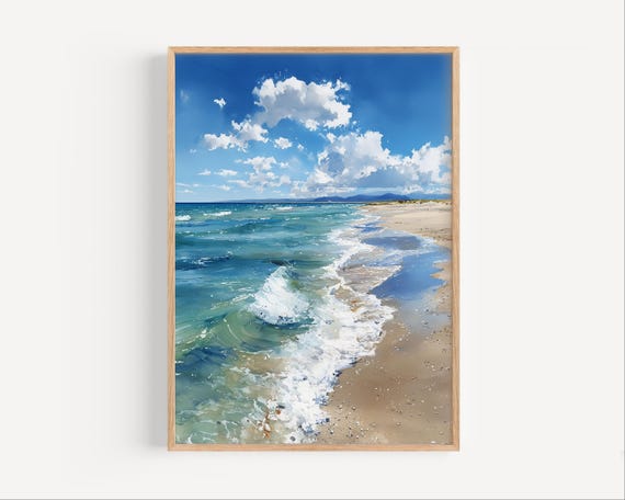 Australian Beach Watercolor Painting Print Australia Poster Or Canvas Tropical White Sand Wall Art