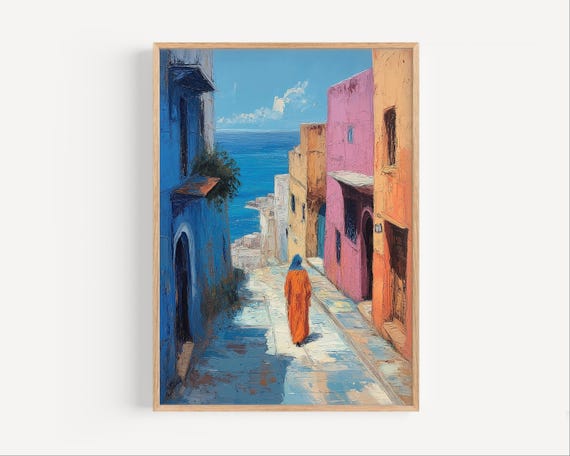 Rabat Morocco Oil Painting Africa Travel Wall Art Poster Print Or Canvas Paint Style Decor Gift Abstract
