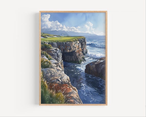 Scotland Golf Course Watercolor Painting Scottish Poster Or Canvas Print Travel Wall Art Gift