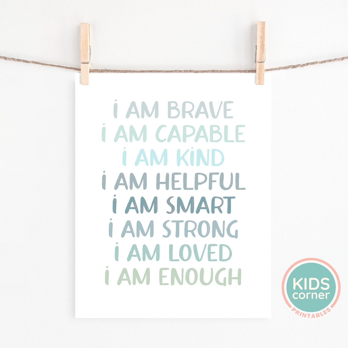 I Am Enough Affirmations for Kids Art Print - Image 2