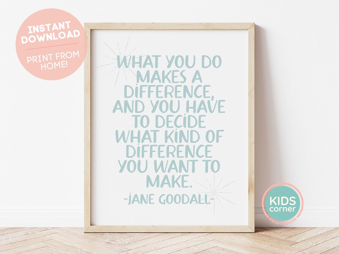 Jane Goodall Quote Art Print, Typography Wall Decor
