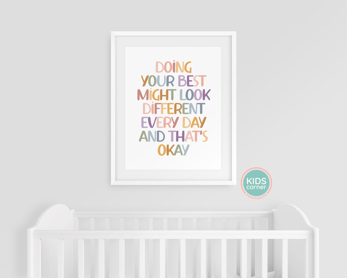 Doing Your Best Might Look Different Every Day Rainbow Lettered Poster - Image 3