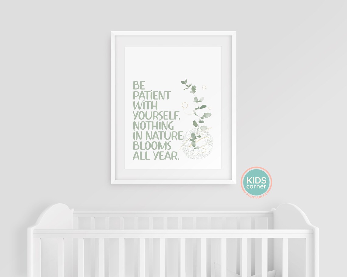 Be Patient With Yourself Floral Kids Room Art Print - Image 3