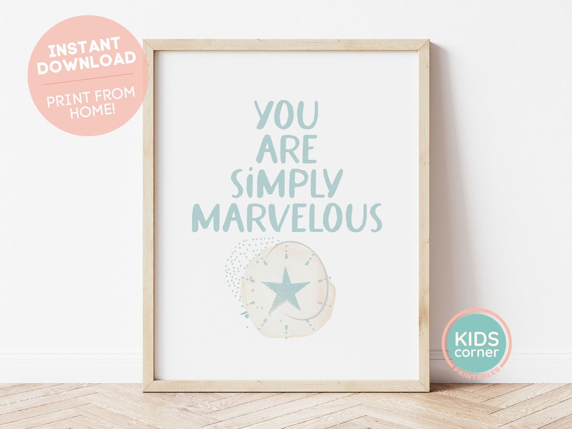 You Are Simply Marvelous Blue Star Nursery Affirmation Poster