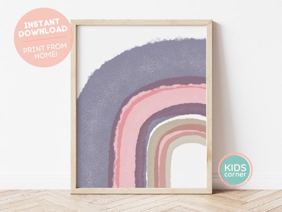 Purple And Pink Rainbow Wall Art Rainbow Nursery Decor Instant Wall Art Wall Art Girls Room Kids