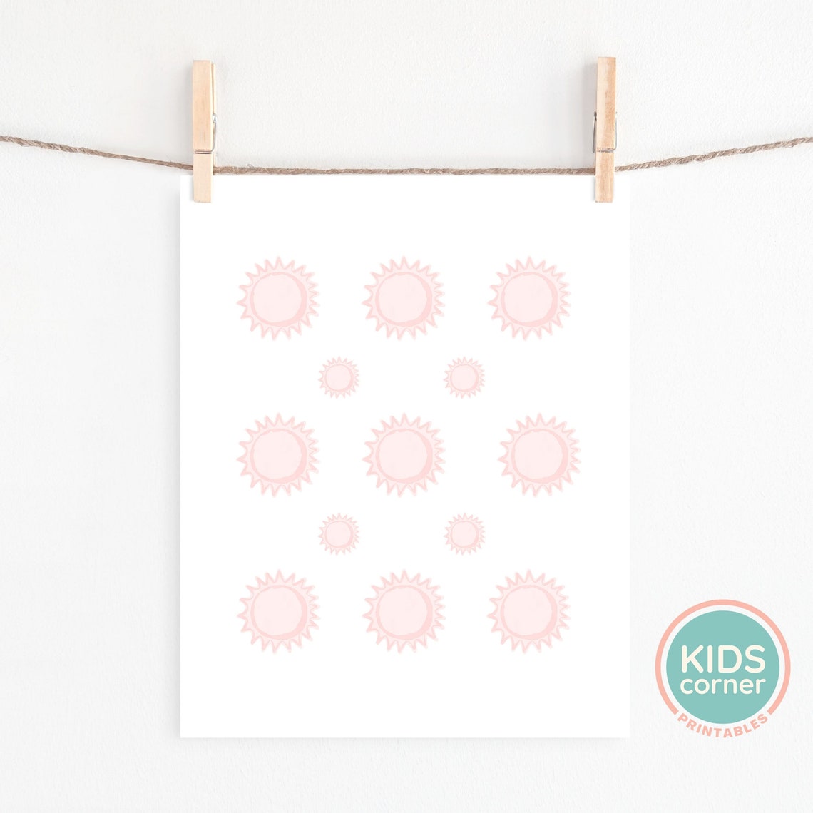 Pink Sunshine Grid Blush Boho Nursery Kids Room Minimalist Poster - Image 2