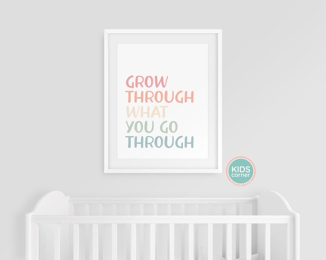 Grow Through What You Go Through Poster Pastel Kids Typography - Image 3