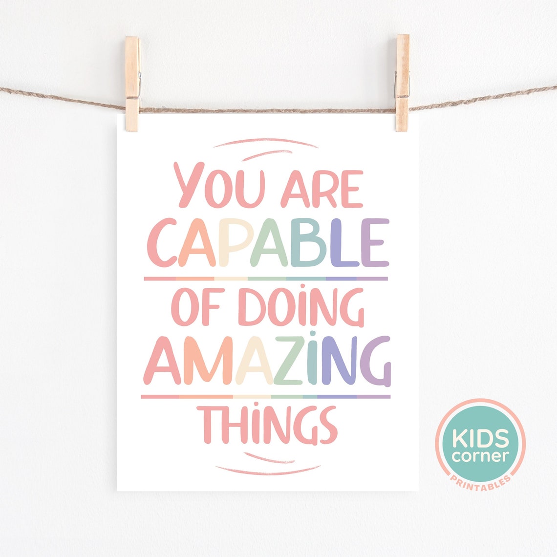 You Are Capable Of Doing Amazing Things Rainbow Quote Poster - Image 2