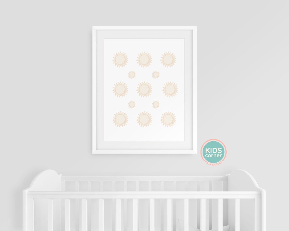 Cream Sunshine Grid Neutral Minimalist Boho Nursery Kids Room Poster - Image 3