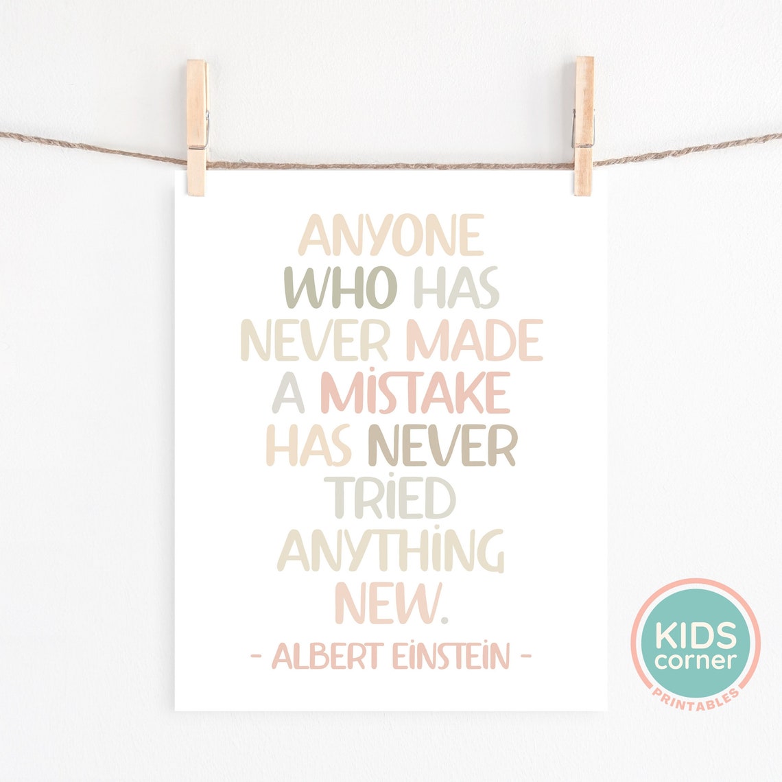 Albert Einstein Never Tried Anything New Earthy Pastel Quote Poster - Image 3