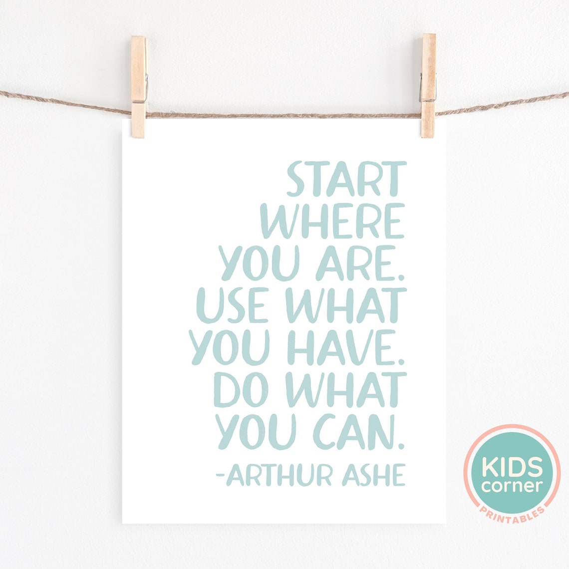 Arthur Ashe Start Where You Are Sage Green Motivational Poster - Image 2