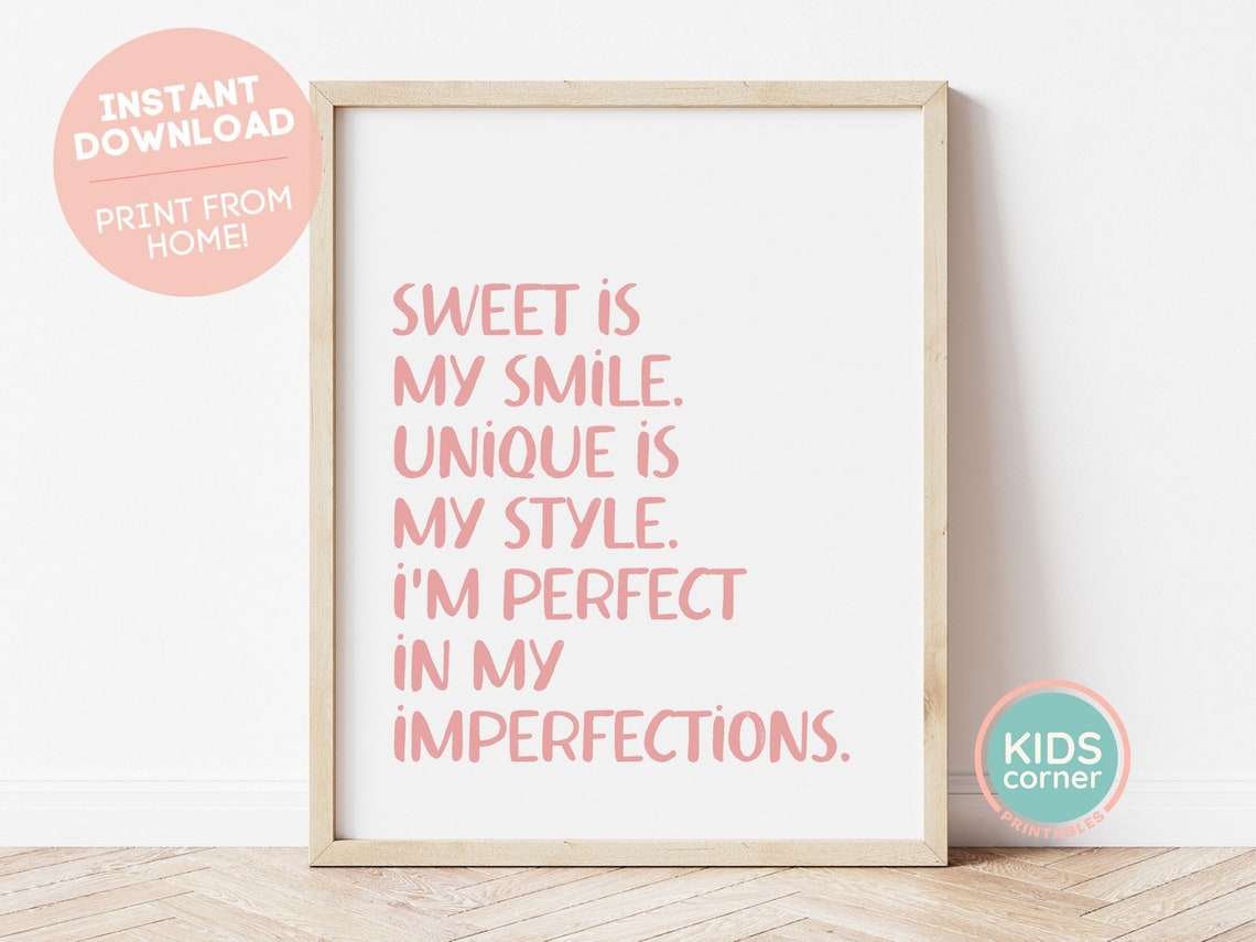 Sweet Is My Smile Pink Affirmation Girls Room Self Love Poster