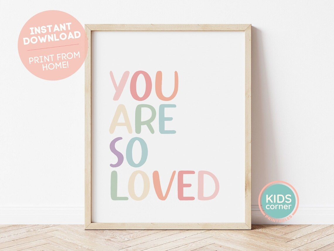 You Are So Loved Rainbow Nursery Art Print