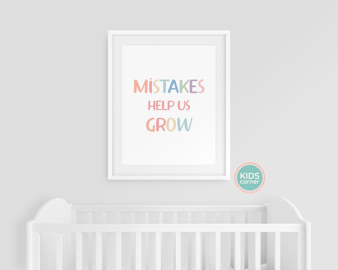Mistakes Help Us Grow Pastel Hand Lettered Classroom Quote Poster - Image 3