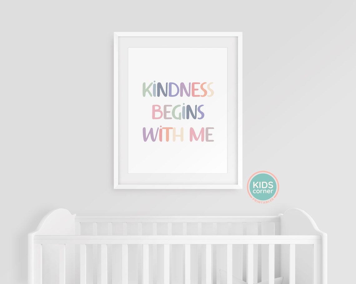 Kindness Begins With Me Pastel Rainbow Lettering Kids Poster - Image 3