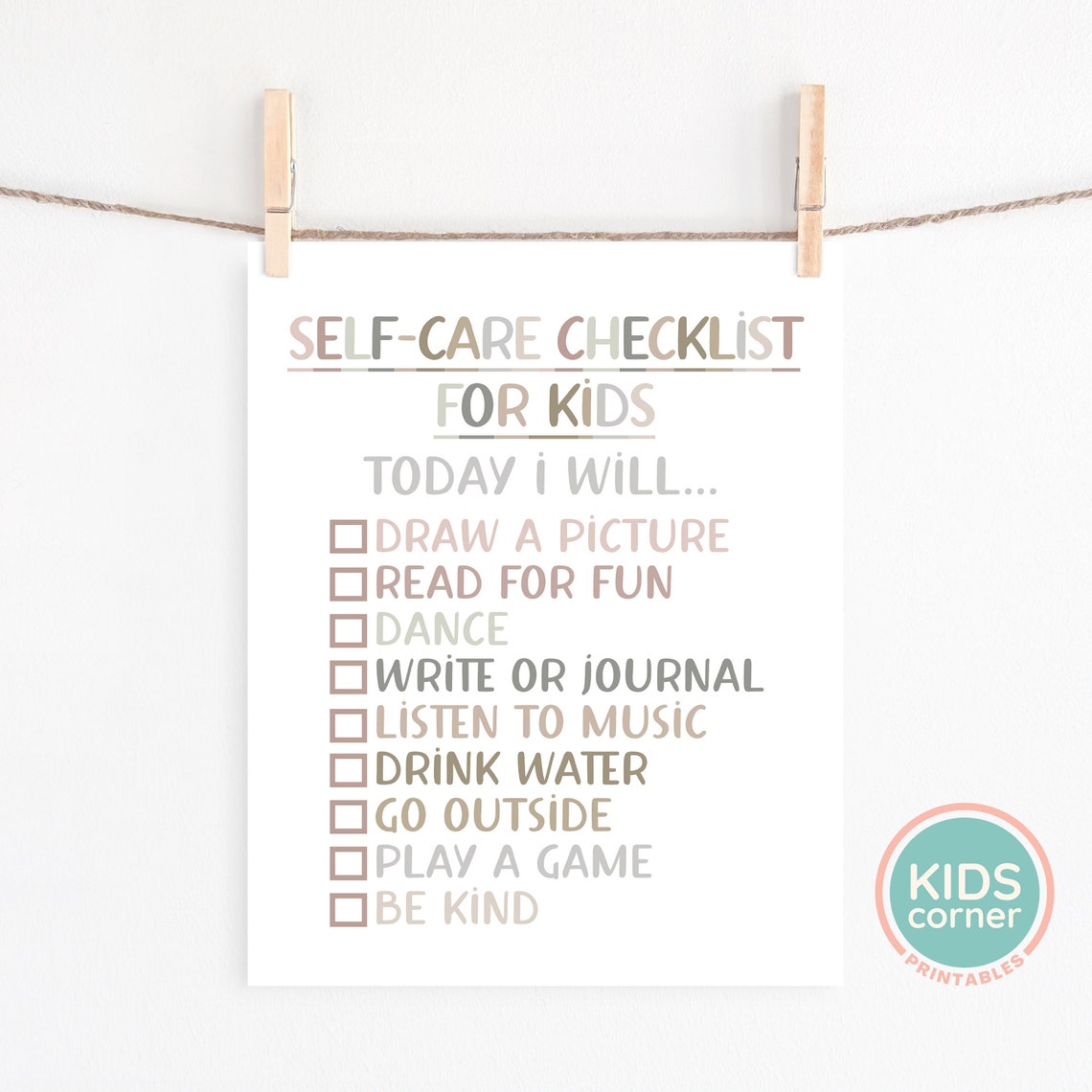 Self Care Checklist for Kids Pastel Wellness Habits Routine Poster - Image 3