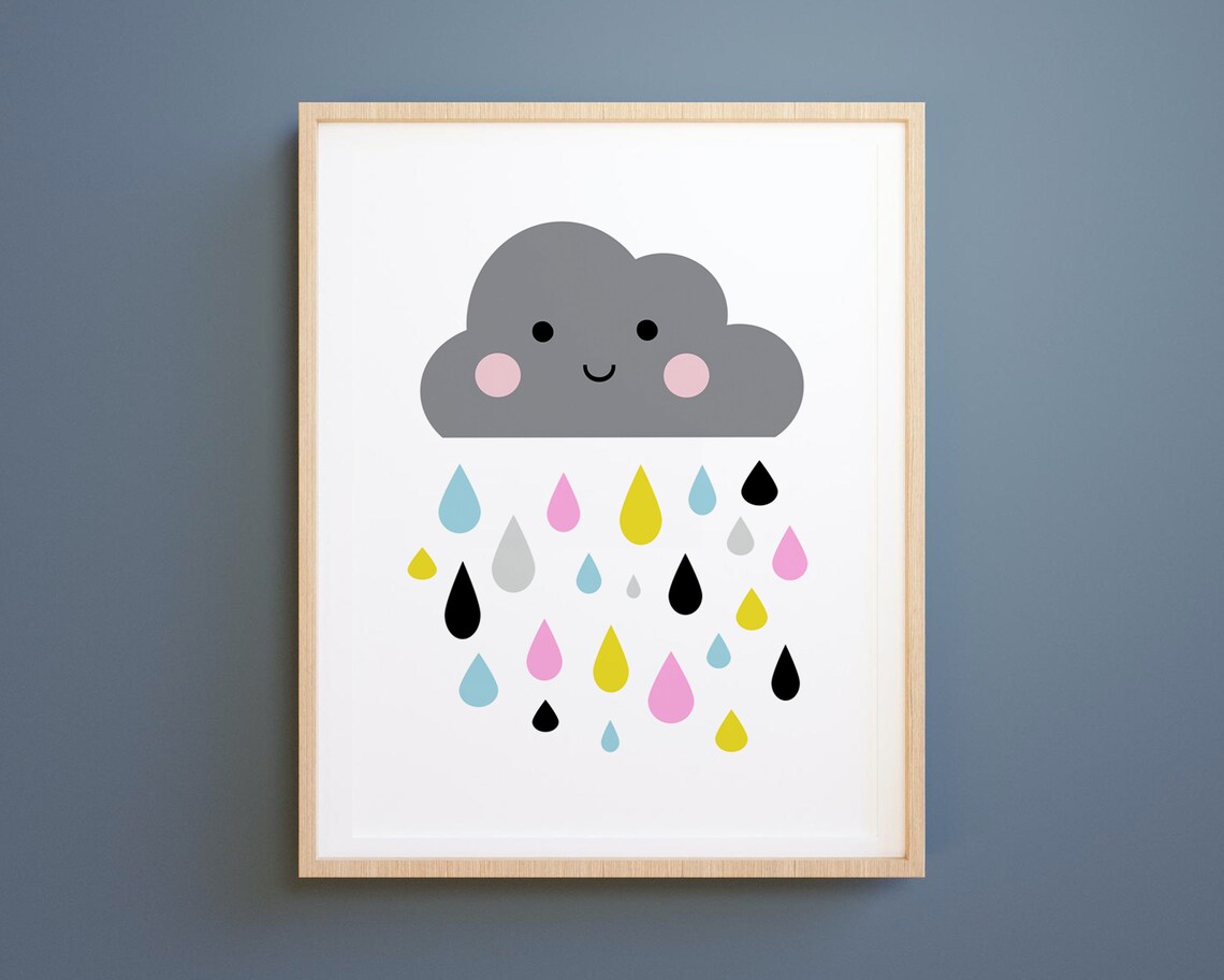 Cloud Print, Neutral Nursery Decor for Girl Room