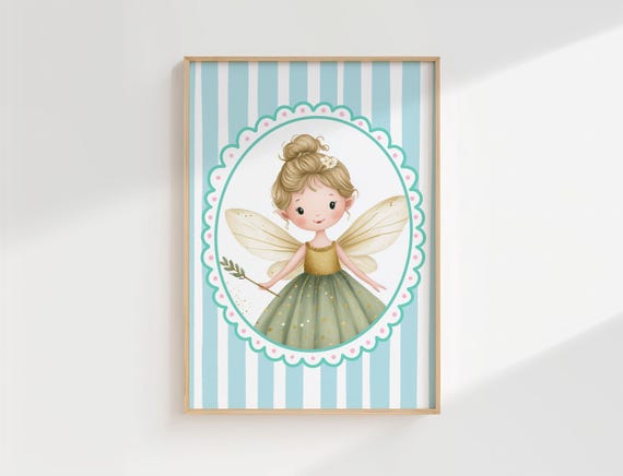 Cute Fairy Painting Whimsical Wall Art Print Magical Girls Room Girly Fairynursery Pastel Color Nursery