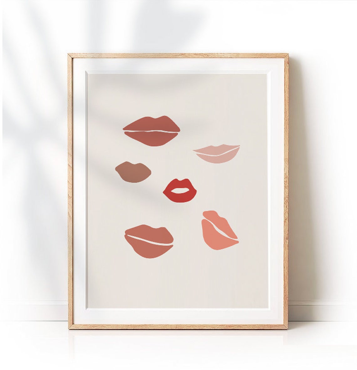 Terracotta Lips Illustration Modern Fashion Neutral Tone Poster Decor