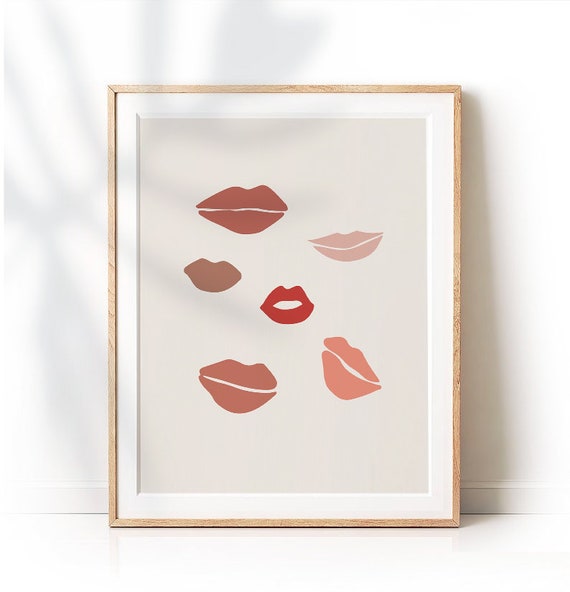 Lips Printlips Wall Art Neutral Color Print Fashion Decor Large Terracota Artdigital Downloadfashion Modern