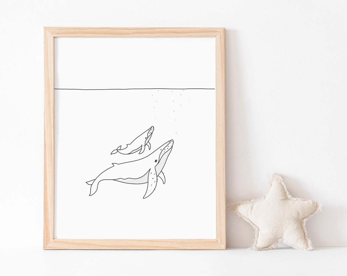 Whale Print Nursery Mother And Calf Art Print - Image 3