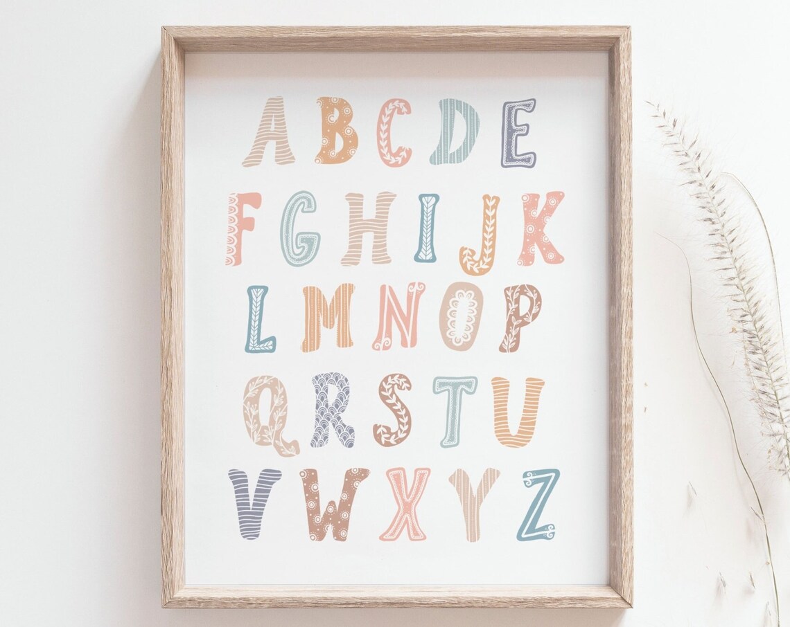 Rainbow Alphabet Poster, Nursery Educational Art